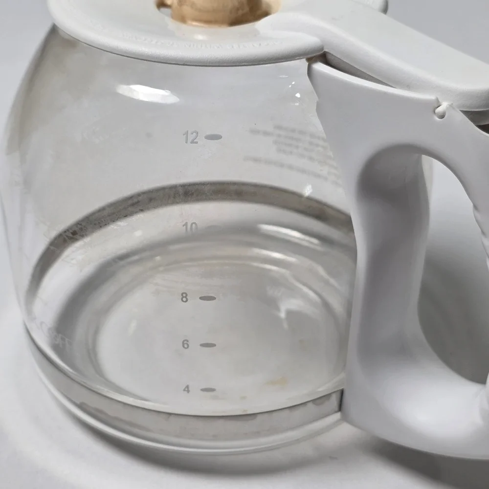 Mr. Coffee Carafe 12 Cup White Replacement Glass Pot with Lid‎ CA1-111-4 Clear